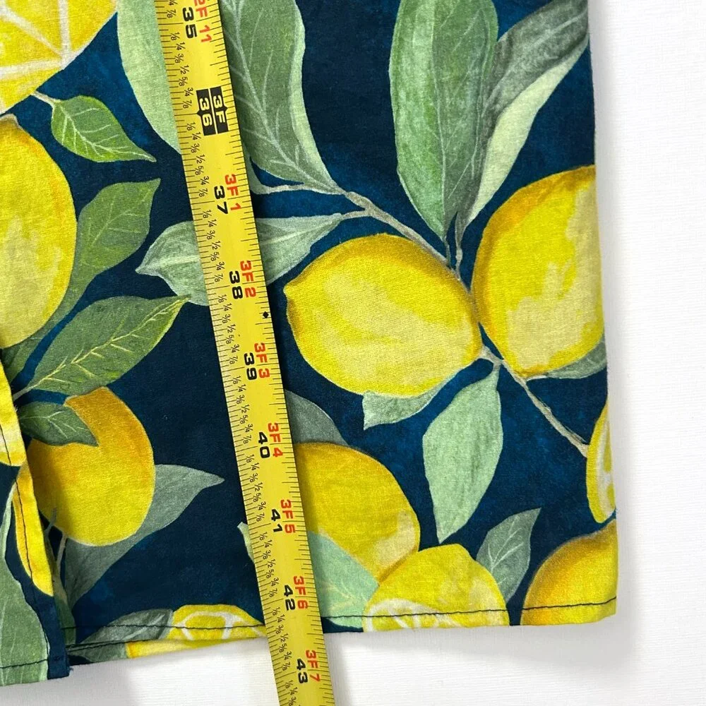 Hope & Ivy Lemon Print Puff Sleeve Midi Dress Mediterranean Cottagecore Size 14 - Picture 7 of 12